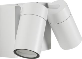 Beliani L&aacute;mpara De Pared Exterior Estilo Moderno Con 2 Focos De Aluminio Blanco Holms