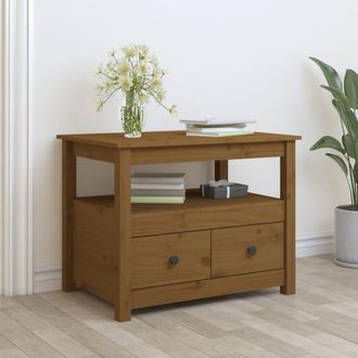 Berkfield Home Coffee Table Honey Brown 71x49x55 cm Solid Wood Pine | Size: 71 x 49 x 55 cm