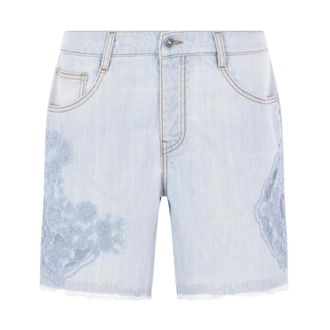 Ermanno Scervino Denim Shorts, female, Blue, Size: XS Denim Shorts with Rebrod&eacute; Lace