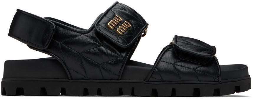 サンダル・ミュール MIU MIIU 5XX640_88T_F0466 NAPPA LEATHER SLIDES Miu Miu Metallic matelassé nappa leather slides for Women