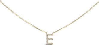 House of Brilliance 10K Yellow Gold Diamond Accent A-Z Block Initial Pendant Necklace in Yellow Gold | E at Nordstrom