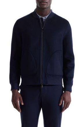 Bugatchi Brushed Wool Blend Bomber Jacket in Navy at Nordstrom Rack, Size Large