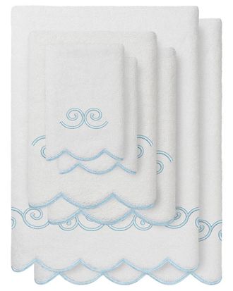 Linum Home Textiles 100% Turkish Cotton Symmetra Scallop 6Pc Embellished Towel Set