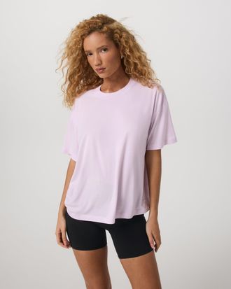 Vuori Clothing Energy T-Shirt Long | Lilac Breeze Heather | XS, Size Extra Small
