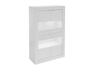 Vente-Unique Aparador COMETE - LEDs - 4 puertas - Blanco lacado