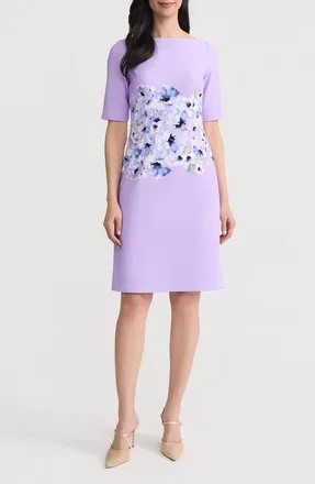 Kasper Floral Print Sheath Dress in Lavndr Mist at Nordstrom, Size 16