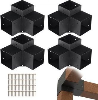 OEM 4er-set Pfostenverbinder Aus 2 Mm Dicken Stahlplatten Pfostenecke Pergola Eckverbinder Holzverbinder 90&deg;-stiefelstruktur Eckhalterung Holzbalken Pavil