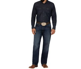 Wrangler Sunnybrook Straight Stretch Denim Jeans In Med Blue