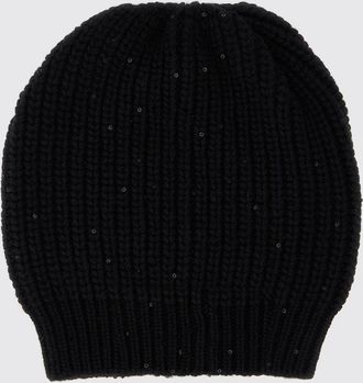Brunello Cucinelli Cappello Brunello Cucinelli in cashmere a coste con paillettes ricamate