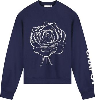 Fab By Fabienne Chapot Luna Flower Sweater - Dames - Sweatshirts - Blauw - 2XL - Katoen - Hoodies & sweatvesten