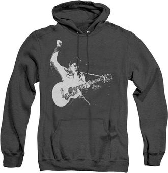 Gildan Elvis Presley Black And White Guitarman Adult Heather Hoodie