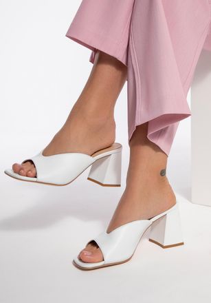 Wittchen Dames muiltjes van echt leer met hak, wit