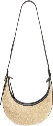 Khaite Small Augustina Crocheted Raffia Hobo Bag in 367 Black/natural at Nordstrom