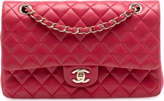 Chanel Pre-owned Womens Medium Classic Lambskin Double Flap - Brown Leather - One Size