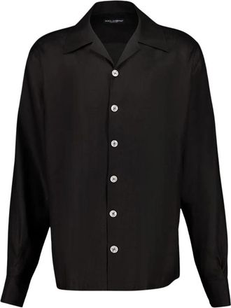 Dolce & Gabbana Hawaii Linnen Canvas Overhemd - Heren - Casual Overhemden - Zwart - L - Linnen - Overhemden