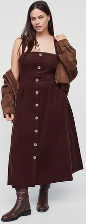 Maeve 100% Cotton Corduroy Midi Dress