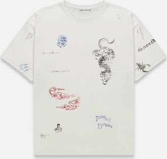 Duke + Dexter Duke + Dexter, Mens PD Sketch Vintage White T-Shirt, Size XXL
