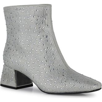 Lady Couture Rhinestone Block Heel Bootie in Silver at Nordstrom, Size 11