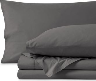 Bare Home 100% Organic Cotton Percale Cooling Sheet Set in Grey at Nordstrom, Size California King