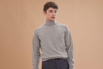 Bexley Jersey de lana con cuello alto para hombre Gris moteado - EMERIC