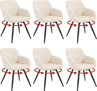 Woltu Woltu - Sill&oacute;n Giratorio Tapizado Moderno (6 Unidades), Color Beige