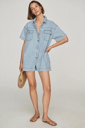 Maeve Cotton Denim Buttondown Romper