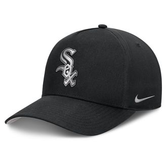 Nike Chicago White Sox Rise Nike Mens Dri-FIT MLB A-Frame Trucker Adjustable Hat in Black | NB1E0FBPRX-HWD