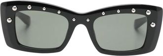 Alexander McQueen Eyewear Zonnebril met rechthoekig montuur en studs - Zwart