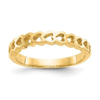 Diamond2Deal 14k Yellow Gold Polished Hearts Ring