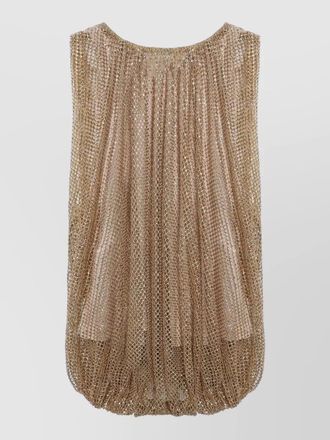 Sportmax mesh top crystals draped metallic knit