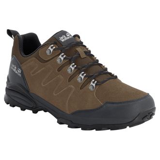 Jack Wolfskin Wanderschuh JACK WOLFSKIN REFUGIO TEXAPORE LOW M, Herren, Gr. 42,5, braun (braun, phantom), Leder, Textil, Schuhe Wanderschuh, wasserdicht, Trekkingsc