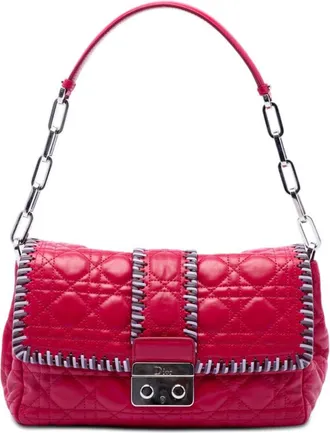 Dior Pre-owned Dior Lambskin Cannage New Lock Whipstitch Chain Flap Ladies LE962OMXJIF37PEG