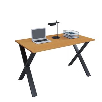 VCM Vcm Wood Desk Al. 76 X An. 110 X P. 80 Cm Mesa De Ordenador Lisa Pies De Metal De Alta Calidad Mesa De Trabajo Muebles De Oficina - Lona X (negro / Ha