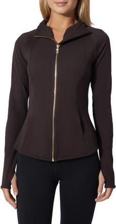 Yogalicious Lux Rebel Flared Full Zip Sweatshirt in Chocolate Mousse at Nordstrom Rack, Size X-Small