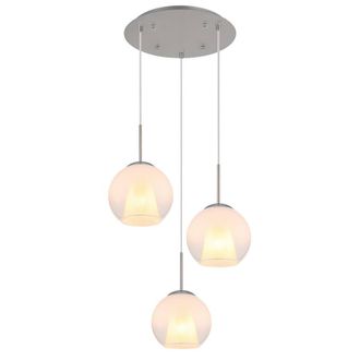 Netlighting Barry Cluster Pendant Nickel Matt Balls Opal Glass Shade 3x E27 in Grey