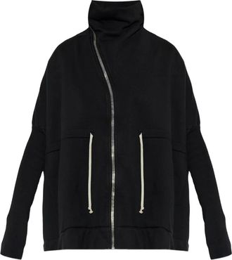 Rick Owens Hoodies & sweatvesten, Dames, Zwart, S, Katoen, Zip-up Funnel-neck Sweater