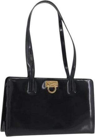 Ferragamo Pre-owned Patent Leather Tote Bag - Dames - Vintage Schoudertas - Zwart - ONE Size - Leer - Vintage