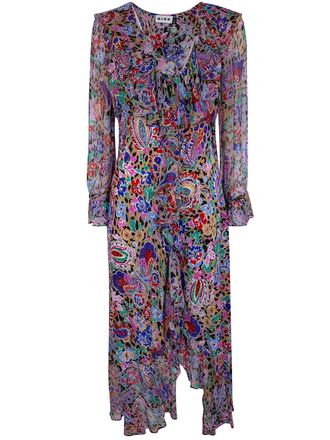 Rixo Gracye Dress Cara Floral Leopard Brown