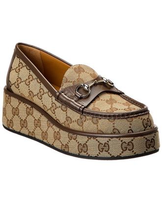 Gucci Gg Canvas & Leather Platform Loafer