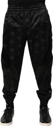 Dolce & Gabbana Zwarte Logo DG Print Jogger Broek - Heren - Sweatpants - Zwart - L - Nylon - Broeken