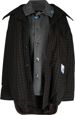 Miharayasuhiro layered checked shirt jacket - women - Cotton/Polyester - 38 - Brown
