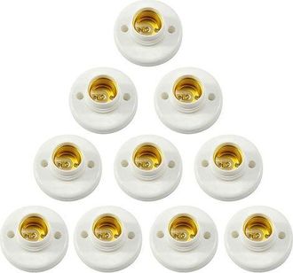 OEM Portalampada E27, Attacco A Vite Da Parete, Adattatore Convertitore Base Lampadina Led, Per Lampadina E27, Attacco A Vite Rotondo In Plastica, 10 Pezz