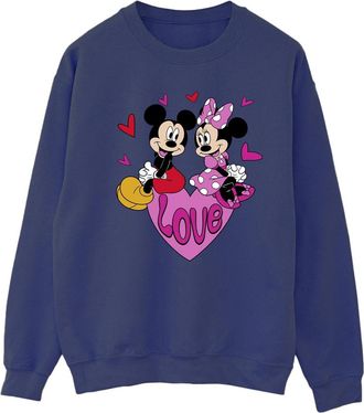 Disney Dames/Dames Love Hearts Mickey & Minnie Mouse Sweatshirt (Marineblauw)