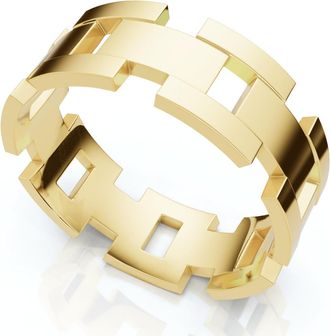 Pompeii3 Mens Calvin 8mm Interlocked Wedding Band 10k Gold Band