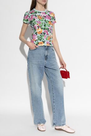 Kenzo T-shirt With Floral Motif, Womens, Blue