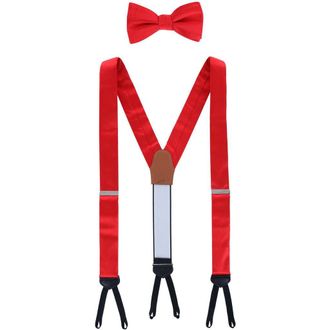 Trafalgar Store Sutton Solid Color Silk Brace and Bow Tie Combo in Red at Nordstrom