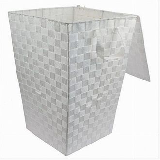 Trade Shop Trade Shop - Cesto Cestino Portatutto Portaoggetti Bagno Casa Coperchio 35x52cm 79103 Bianco