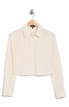Theory Crop Poplin Button-Up Shirt in Eggshell at Nordstrom Rack, Size X-Large