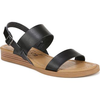 Blowfish Arcadia Wedge Sandal in Black Faux Leather at Nordstrom Rack, Size 7.5