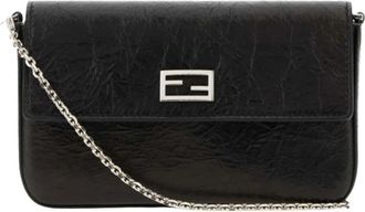 Fendi Tassen, Dames, Zwart, ONE Size, Leer, Tube Portemonnee met Ketting